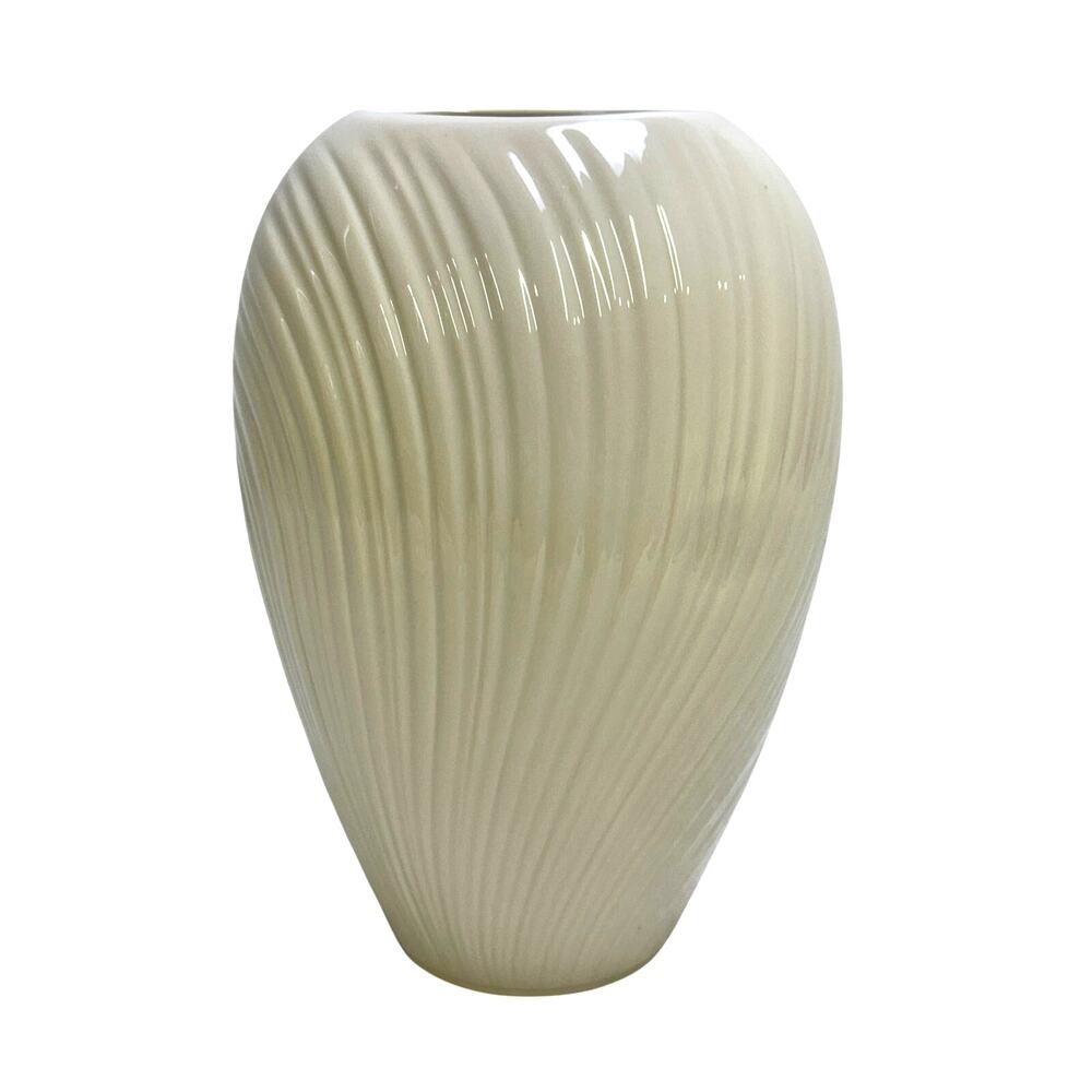 Lenox Mirage Medium 8" Elegant Modern Ribbed Cream Porcelain Vintage Oval Vase